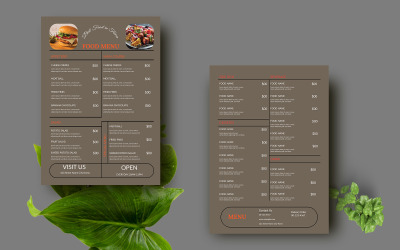 Diseño de menú de restaurante en color tostado