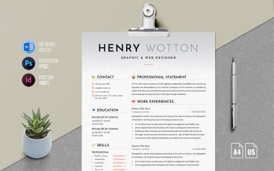 Four Page Clean CV/Resume Template