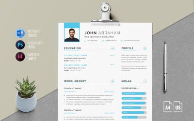 Four pages Resume Template with Cover Letter