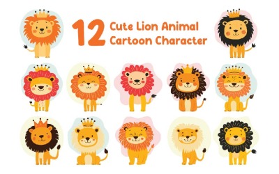 12 Cute Lion Leo Animal Cartoon Character