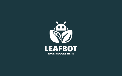 Leafbot Simple Mascot Logo