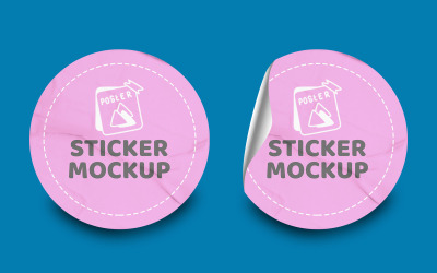 Round Sticker Mockup PSD Template VOL- 10