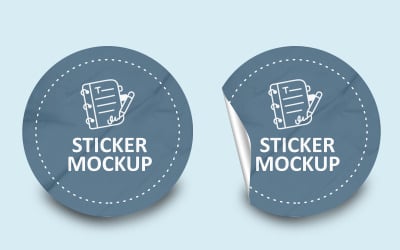 Round Sticker Mockup PSD Template VOL- 11