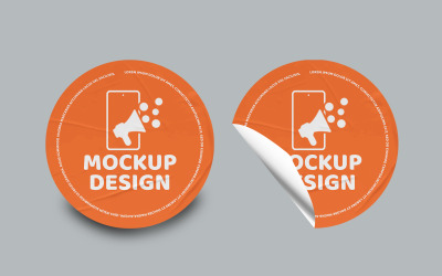Round Sticker Mockup PSD Template VOL- 14