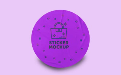 Round Sticker Mockup PSD Template VOL- 22