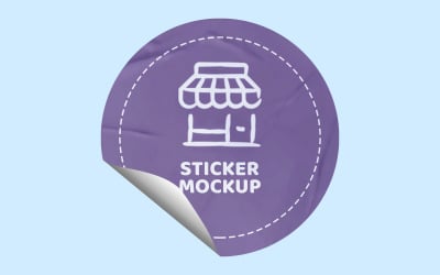 Round Sticker Mockup PSD Template VOL- 47