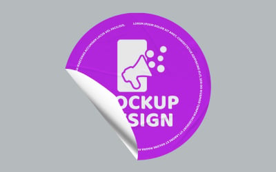 Round Sticker Mockup PSD Template VOL- 49