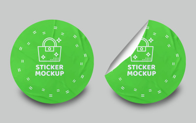 Round Sticker Mockup PSD Template VOL- 5