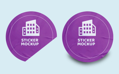 Round Sticker Mockup PSD Template VOL- 6