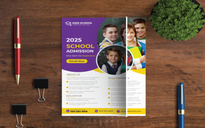 School Admission Flyer Design Template Vector