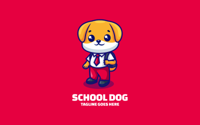 School Dog Mascot Cartoon Logo