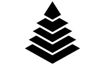 An abstract logo of a tower