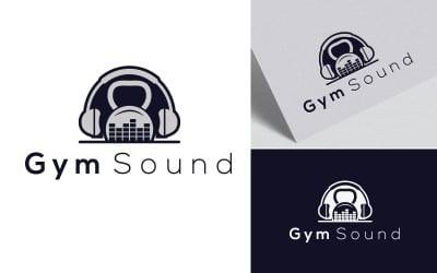 Audio Gym Sound Logo Symbol Vector Template with graphic Icon