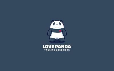 Love Panda Mascot Cartoon Logo