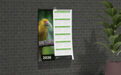 Eén pagina bedrijfskalenderontwerp voor kantoorbureau of muurvectorsjabloon