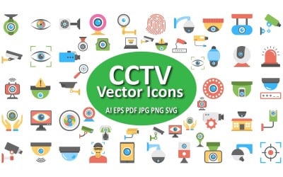 Conjunto completo de iconos de CCTV y vigilancia para proyectos de seguridad