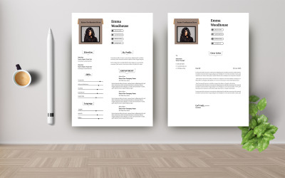 Design del curriculum in marrone chiaro e nero
