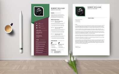 Green And Maroon Resume Design