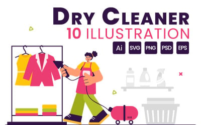 10 Dry Cleaner Store Service Illustration