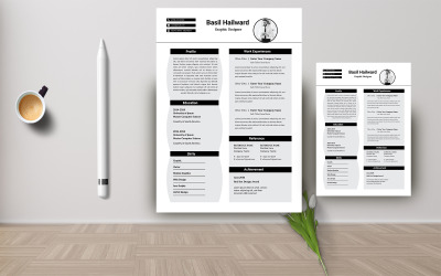 Layout del curriculum di colore nero