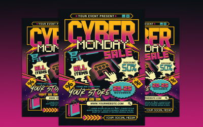 Modello di volantino promozionale per la vendita del Cyber Monday