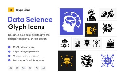 Moderní datová věda glyfové ikony