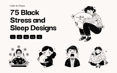 Stress and Sleep Illustration Set