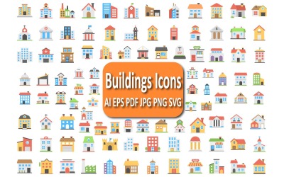 Vielseitiges Gebäude-Icon-Paket für städtische und architektonische Projekte