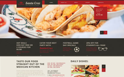 Modelo de site responsivo de restaurante mexicano