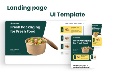EcoCrafted — Loja de recipientes para alimentos Kraft Modelo de interface de usuário minimalista para landing page