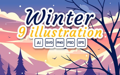 9. Encantadora ilustración de un pueblo invernal