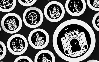 Iconos de lugares de interés mundialmente famosos