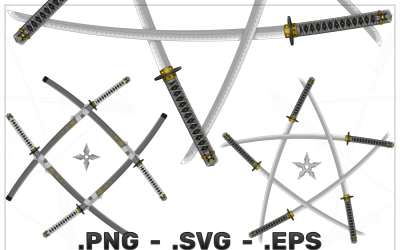 Katanas with shuriken forming a star