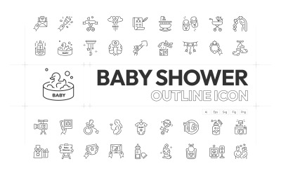 Moderne Baby-Dusche-Vektor-Icons
