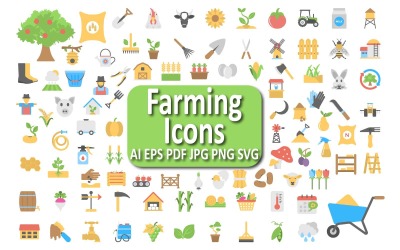 Raccolta di icone essenziali per l&amp;#39;agricoltura e l&amp;#39;agricoltura per progetti rurali e urbani