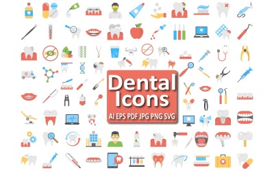 Set di icone essenziali per la cura dentale per progetti di salute e benessere
