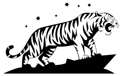 An illustration of a tiger silhouette