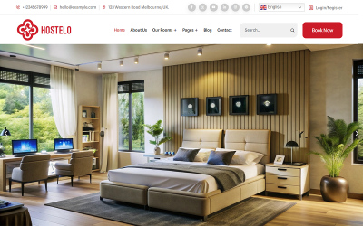 Hostelo - 旅馆，宿舍，大厅，寄宿，房屋，住宅预订 Elementor WordPress 主题