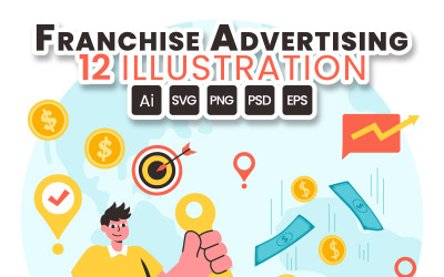 12 Franchise-Werbung Business-Design-Illustration