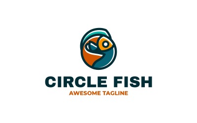 Circle Fish Simple Mascot Logo Template