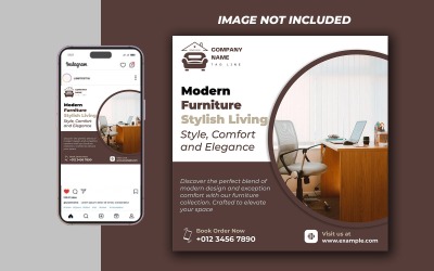 Modello di banner per post Instagram sui social media per la vendita di mobili