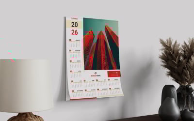 One Page Calendar Design For Office Desk Or Wall Template
