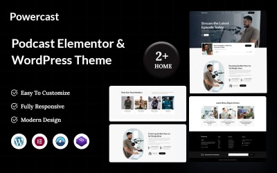 Powercast – téma WordPress Elementor Podcast