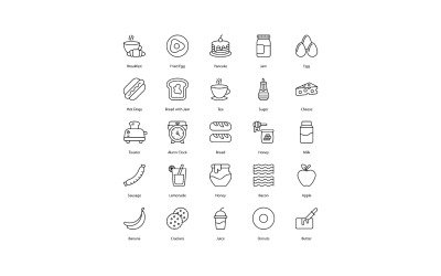Set di icone per la colazione Icone alimentari