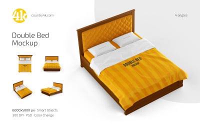 Double Bed Mockup PSD Template