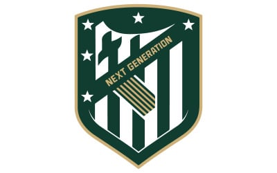 Eine Illustration eines schildförmigen Fußballlogos