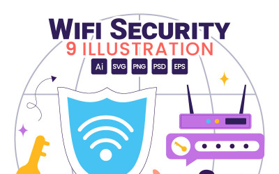 9 WiFi-säkerhet Trådlös teknik Illustration