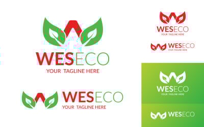 Logo créatif avec lettre W et feuille