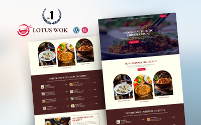 Lotus Wok: página de destino de Elementor para restaurante chino