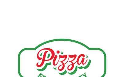 Pizzeria Vector Embleem op schoolbord. Pizza logo sjabloon